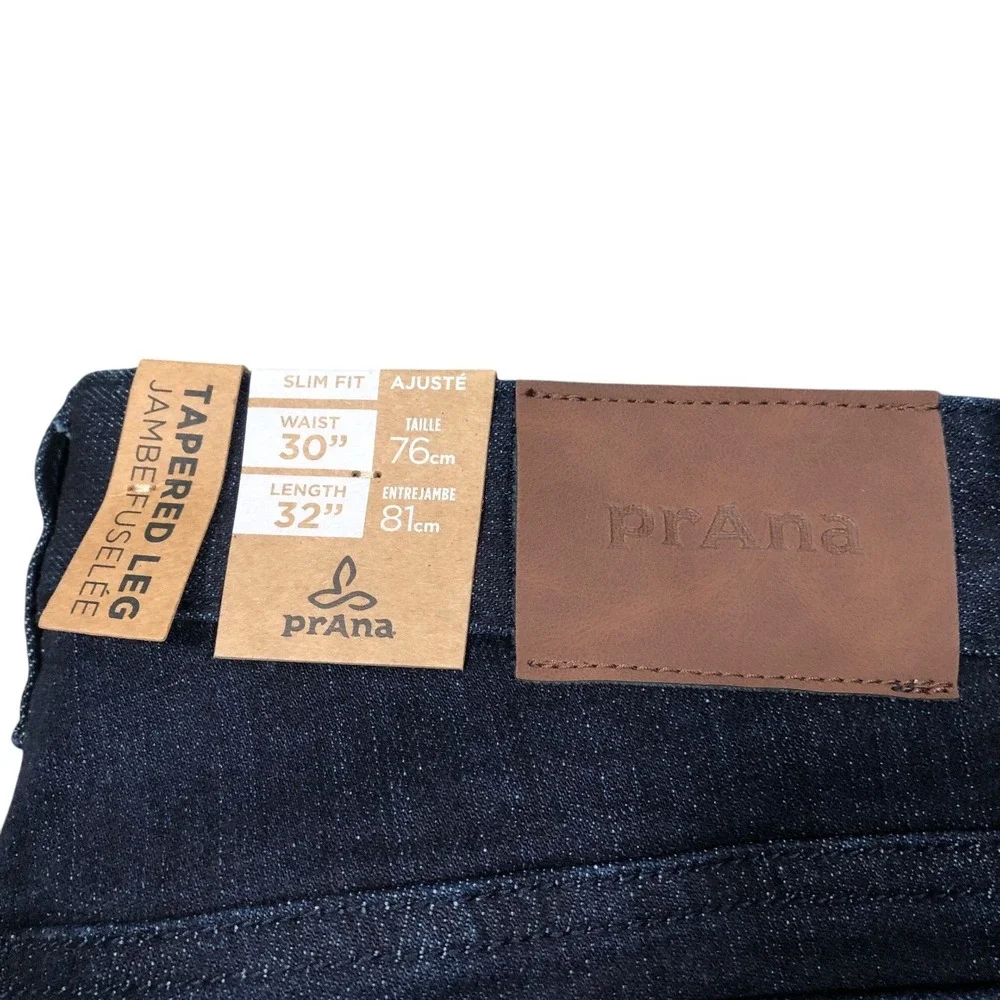 Prana Hillgard Slim Jeans Mens 30x32 Tapered Leg‎ 5 Pocket Rinse Wash Denim